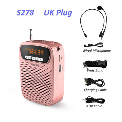 SHIDU 15W Portable Voice Amplifier Wired Microphone FM Radio AUX Audio Recording Bluetooth Speaker For Teachers Instructor S278 - YOURISHOP.COM