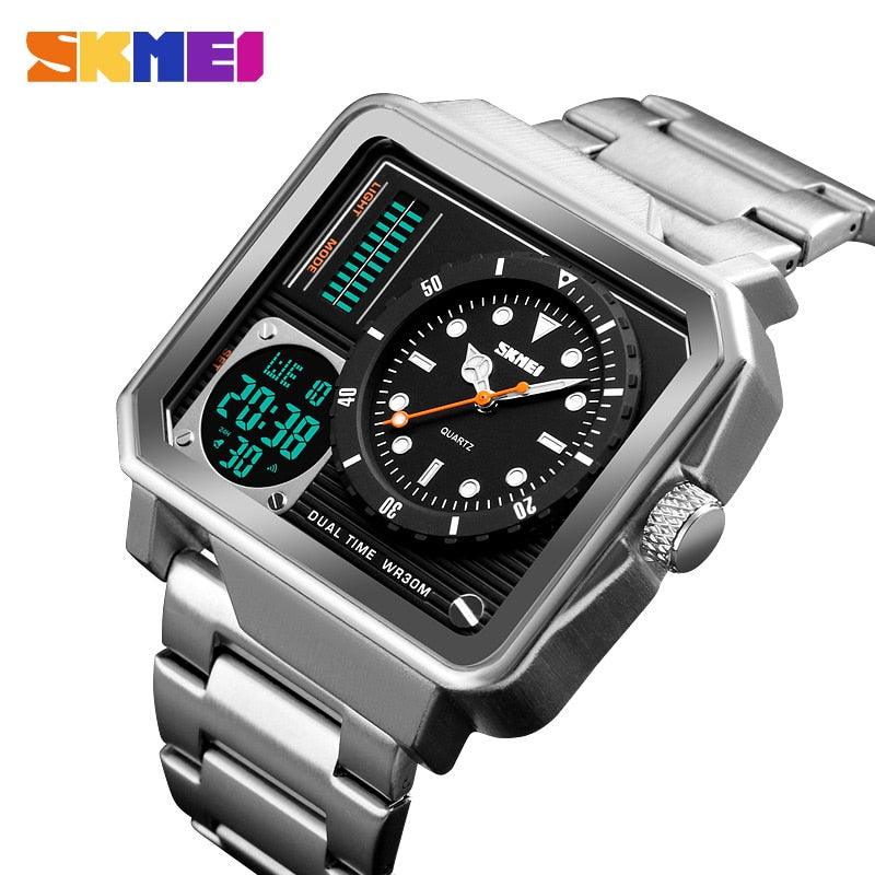 SKMEI Digital/Quartz Watch Men Stainless Steel Strap Wristwatches Double Time Display Male Clock Watches Relogio Masculino 1392 - YOURISHOP.COM
