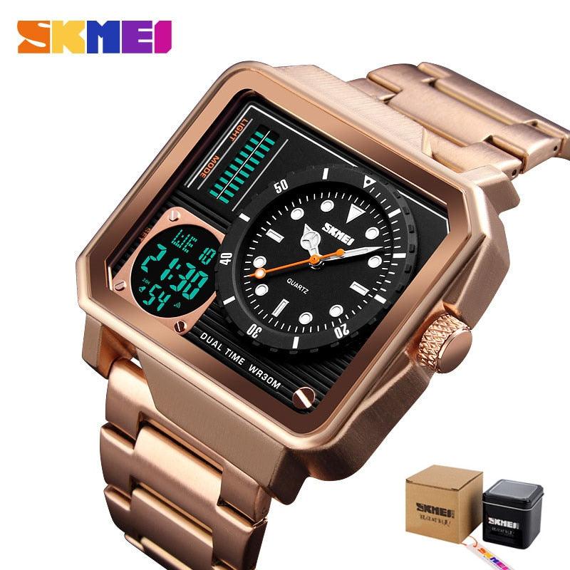 SKMEI Digital/Quartz Watch Men Stainless Steel Strap Wristwatches Double Time Display Male Clock Watches Relogio Masculino 1392 - YOURISHOP.COM
