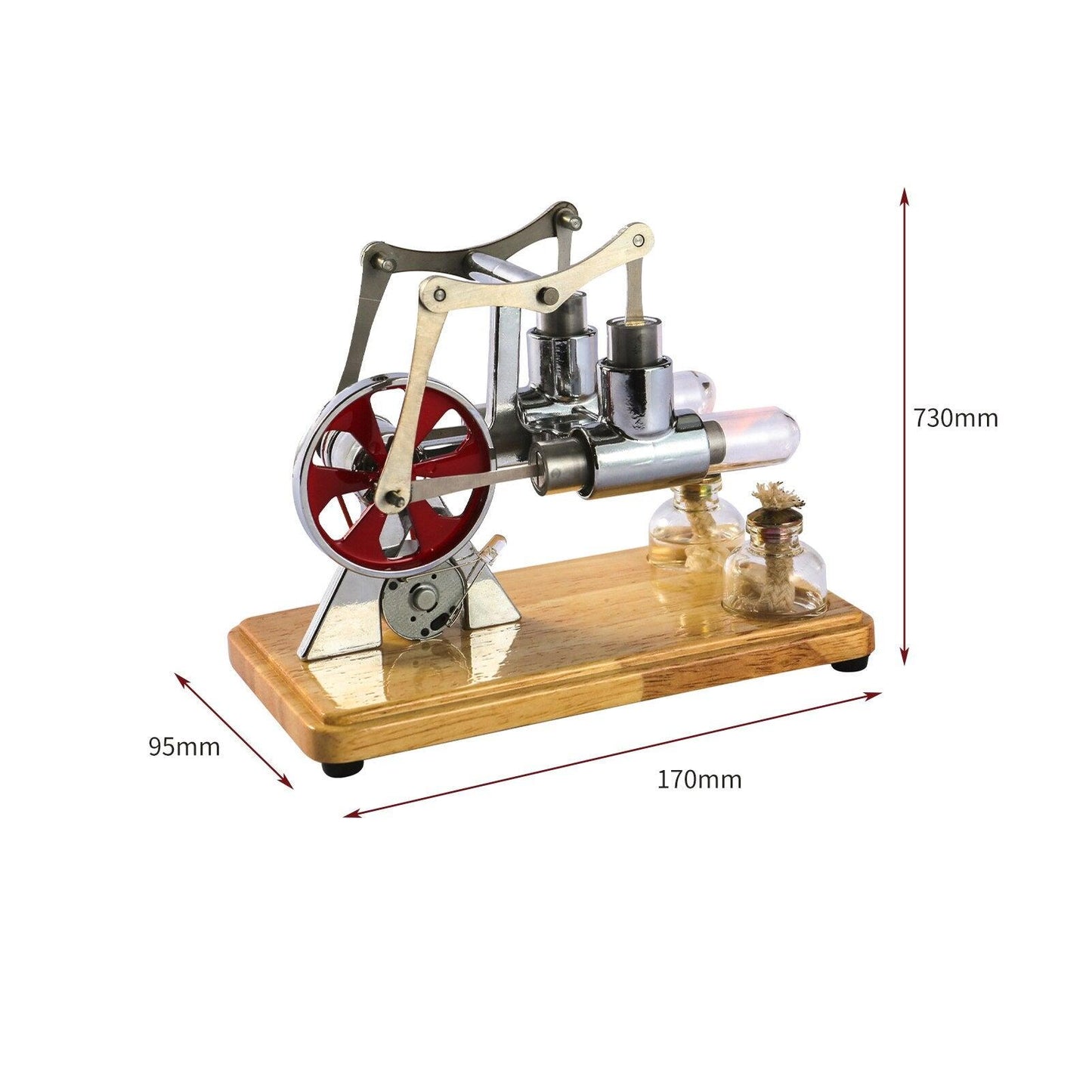 Stirling Engine Kit Hot Air Motor Model Physical Dual Engine Generator Model with LED Light Flywheel Design Science Experiment - YOURISHOP.COM