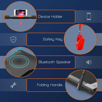 SuperFit Folding Treadmill SP37513 with Remote Control and LED Display，2-in-1 - YOURISHOP.COM