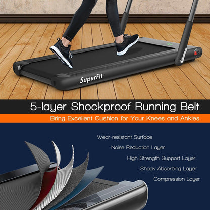SuperFit Folding Treadmill SP37513 with Remote Control and LED Display，2-in-1 - YOURISHOP.COM