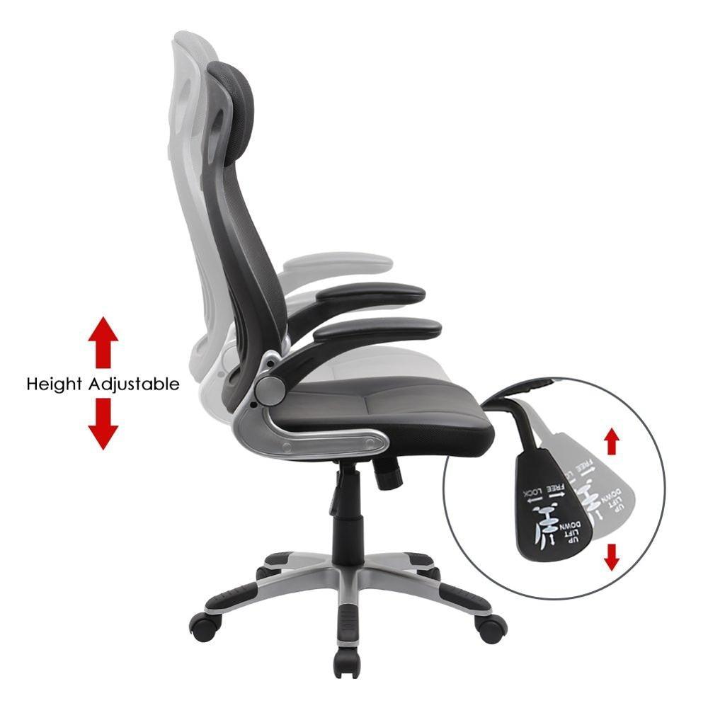 Swivel Mesh Office Computer Chair with Headrest Executive chair Ergonomic Mechanism Synchronized Height Adjustable, Black - YOURISHOP.COM
