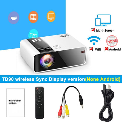ThundeaL HD Mini Projector TD90 Native 1280 x 720P LED WiFi Projector Home Theater Cinema 3D Smart 2K 4K Video Movie Proyector - YOURISHOP.COM