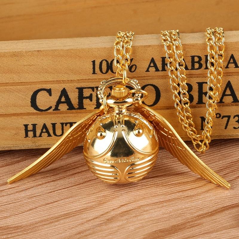 Top Luxury Gold Watch Ball Pocket Watch Tiny Wings Necklace Pendant Chain Clock Gifts for Kids Children reloj Souvenir Gifts - YOURISHOP.COM