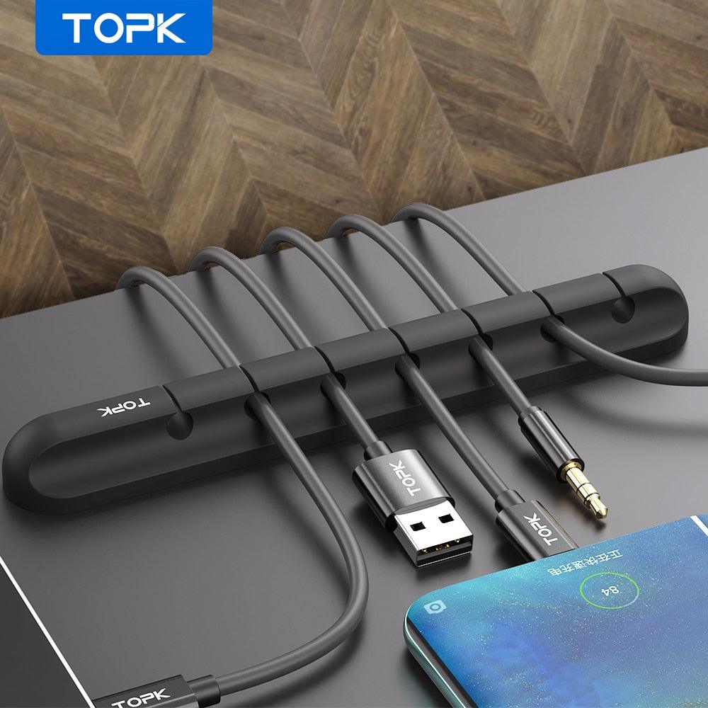 TOPK L16 Cable Organizer Silicone USB Cable Winder Desktop Tidy Management Clips Cable Holder for Mouse Headphone Wire Organizer - YOURISHOP.COM