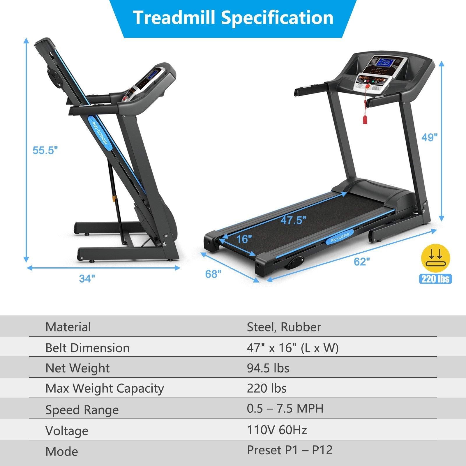 Treadmill Machine SP35498 with LCD Display,2.25 HP Folding Electric Motorized Power - YOURISHOP.COM