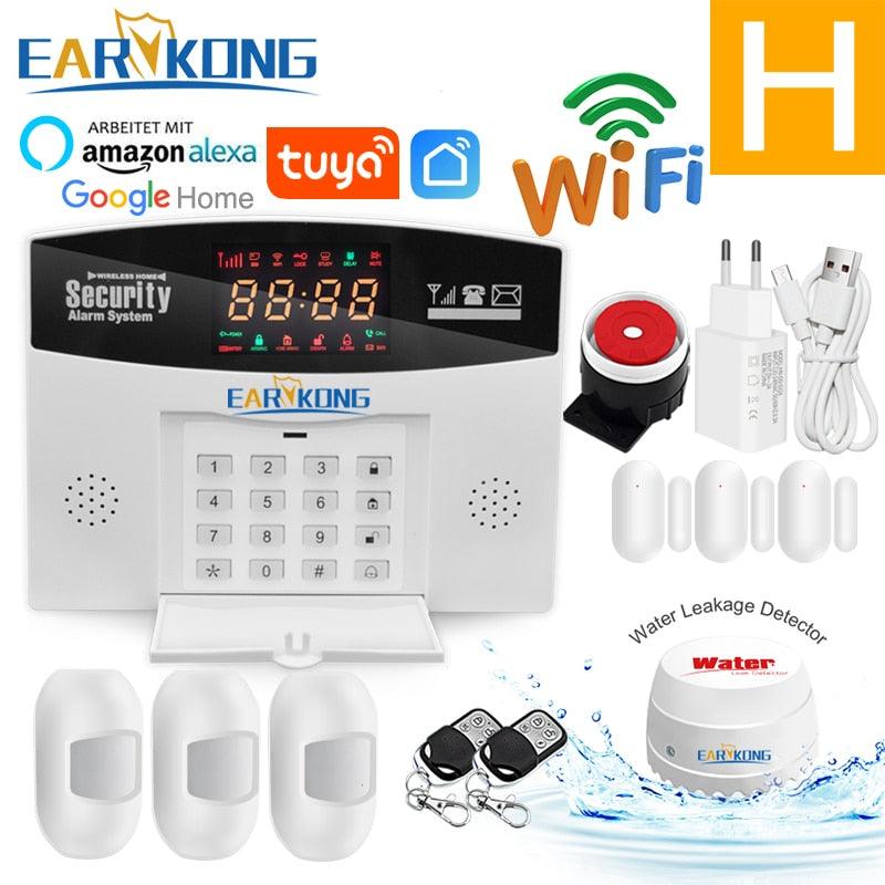 Tuya Wifi GSM Home Burglar Alarm System 433MHz Detector Alarm Support GSM SIM Card Voice Intercom Wifi Tuyasmart Smart Life APP - YOURISHOP.COM