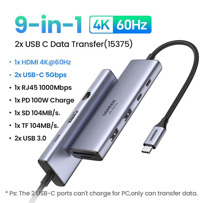 UGREEN USB C HUB 4K 60Hz Type C to HDMI 2.0 RJ45 PD 100W Adapter For Macbook Air Pro iPad Pro M2 M1 PC Accessories USB 3.0 HUB - YOURISHOP.COM