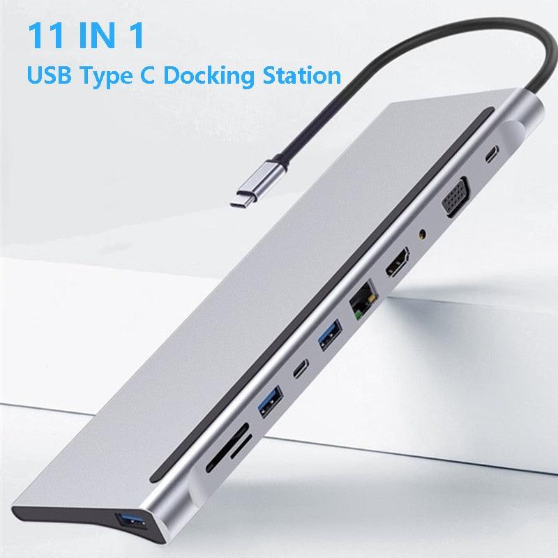 USB C Laptop Docking Station HDMI VGA USB PD LAN RJ45 SD Hub Adapter for Laptop Macbook HP DELL XPS Surface Lenovo ThinkPad Dock - YOURISHOP.COM