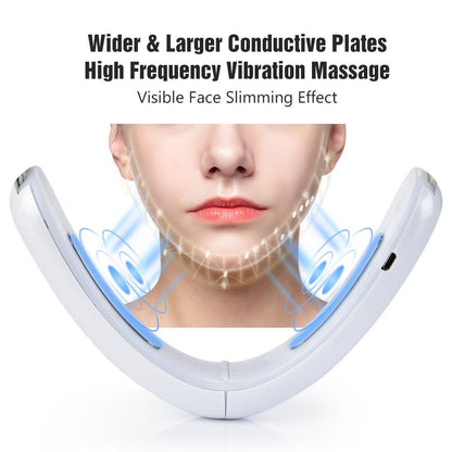V-Line Up Lift Belt Professional Machine Red Blue LED Photon Therapy Face Slimming Vibration Massager Facial Device Gift Box - YOURISHOP.COM
