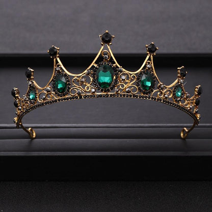 Vintage Green Rhinestones Crystal Wedding Crown Bridal tiara Headpiece Jewelry Hair ornament Wedding Hair Jewelry Bridal Crown - YOURISHOP.COM