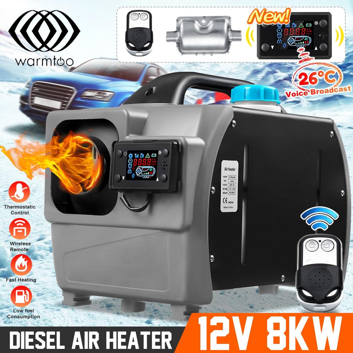 Warmtoo All In One Mini Diesel Air Heater 8KW 12V One Hole Car Heater For Trucks Motor-Homes LCD /Button Remote New Arrival - YOURISHOP.COM