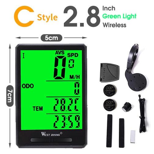 WEST BIKING Bicycle Cycling Computer Wireless Wired Waterproof digital Bike Speedometer Odometer with Backlight Bike Stopwatch - YOURISHOP.COM