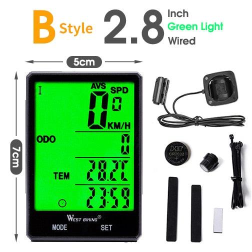 WEST BIKING Bicycle Cycling Computer Wireless Wired Waterproof digital Bike Speedometer Odometer with Backlight Bike Stopwatch - YOURISHOP.COM