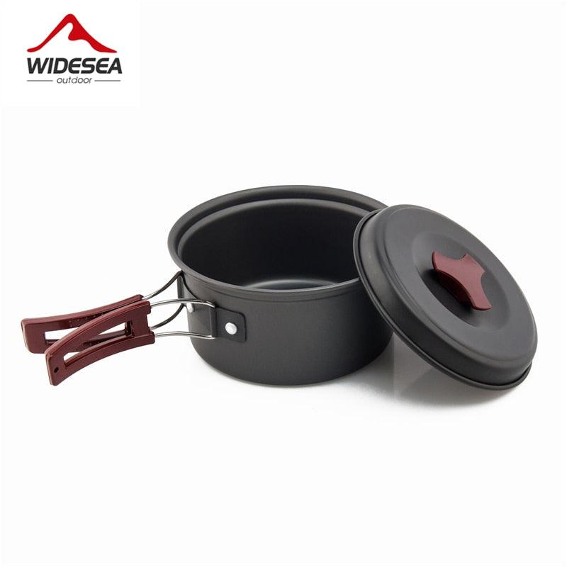 Widesea 1 Person Camping Tableware Outdoor Cookware Picnic Set Travel Gears Non-Stick Pots Pans Bowls Hiking Utensils - YOURISHOP.COM