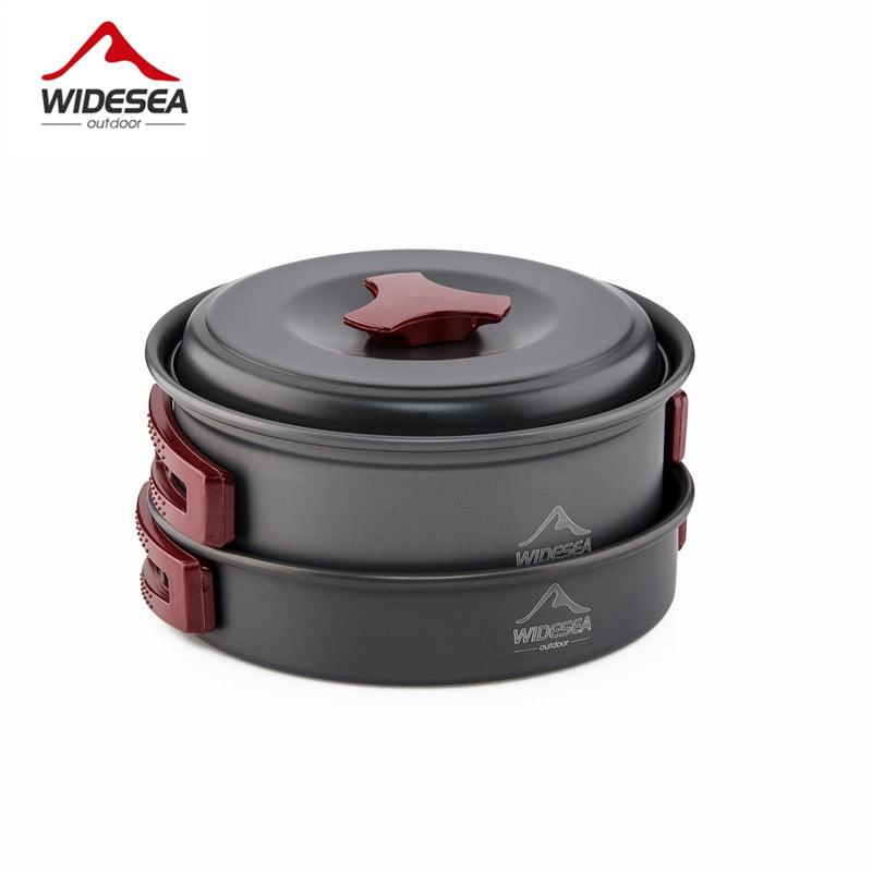 Widesea 1 Person Camping Tableware Outdoor Cookware Picnic Set Travel Gears Non-Stick Pots Pans Bowls Hiking Utensils - YOURISHOP.COM