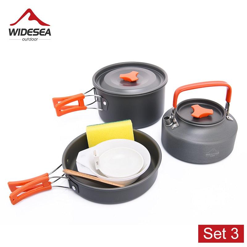 Widesea Camping Tableware Outdoor Cookware Set Pots Tourist Dishes Bowler Kitchen Equipment Gear Utensils Hiking Picnic Travel - YOURISHOP.COM