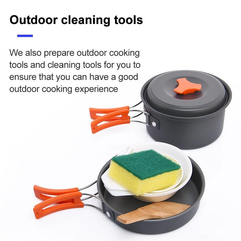 Widesea Camping Tableware Outdoor Cookware Set Pots Tourist Dishes Bowler Kitchen Equipment Gear Utensils Hiking Picnic Travel - YOURISHOP.COM