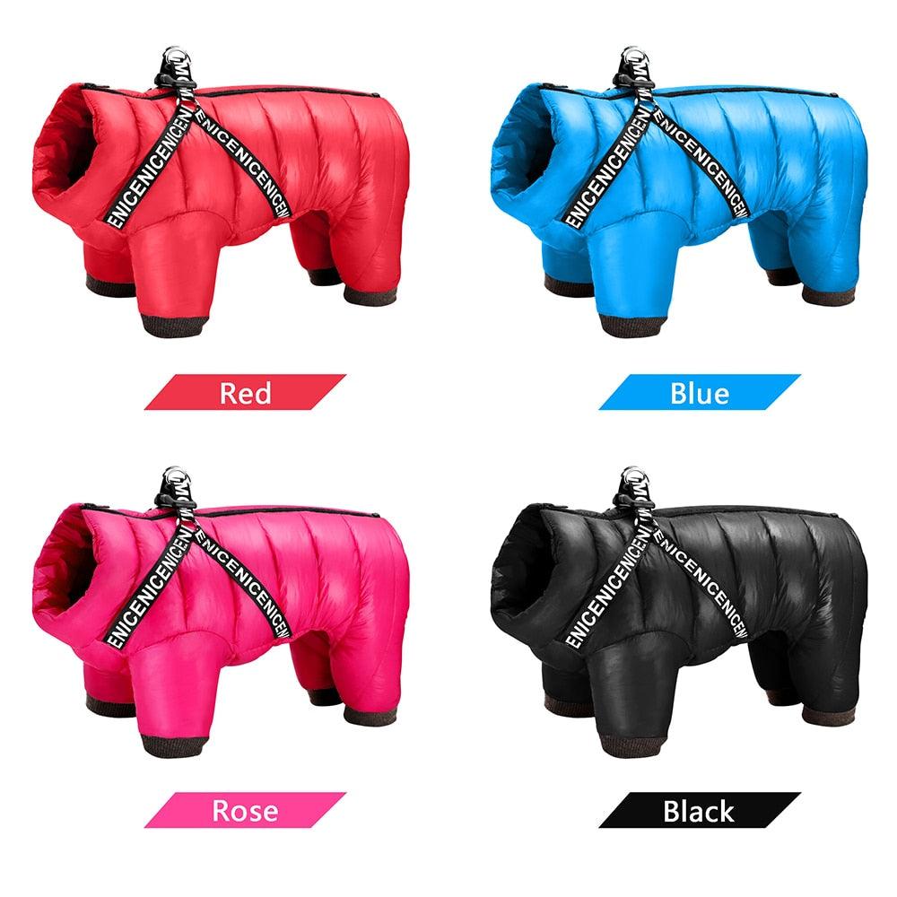 Winter Dog Clothes Super Warm Pet Dog Jacket Coat With Harness Waterproof Puppy Clothing Hoodies For Small Medium Dogs Outfit - YOURISHOP.COM