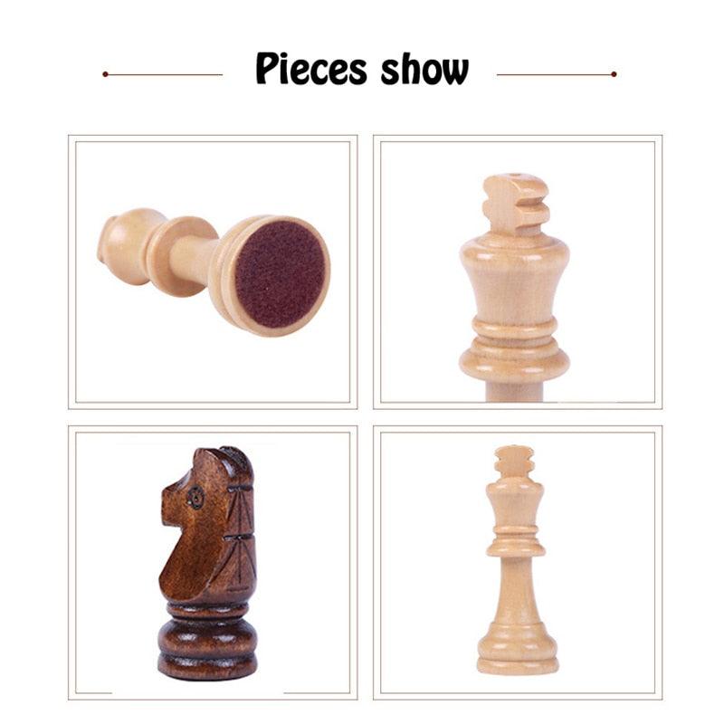 Wooden Chess Set Table Game High Grade 4 Queen Chess Game King Height 80 mm Chess Pieces 39*39 cm Mahogany Chessboard - YOURISHOP.COM