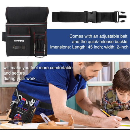 WORKPRO Heavy Duty Tool Pouch with Adjustable Belt Electrician Waist Tool Bag Multifunction Belt Tool Pouch - YOURISHOP.COM