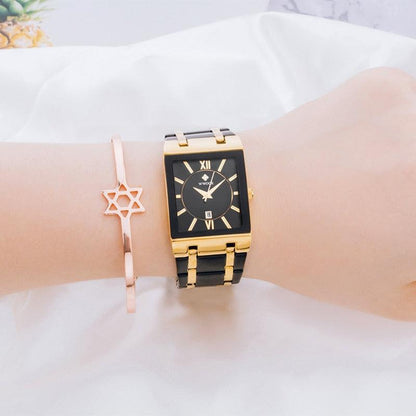 WWOOR Ladies Watch Top Brand Japanese Quartz Watches Square Black Gold Watch Stainless Steel Waterproof Fashion Women Wristwatch - YOURISHOP.COM