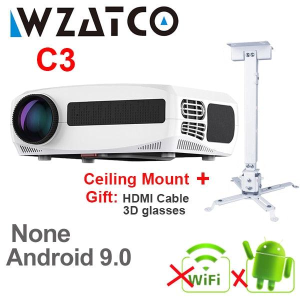 WZATCO C3 4D Keystone LED Projector 4K Android 10.0 WIFI 1920*1080P Proyector Home Theater 3D Media Video player Game Beamer - YOURISHOP.COM