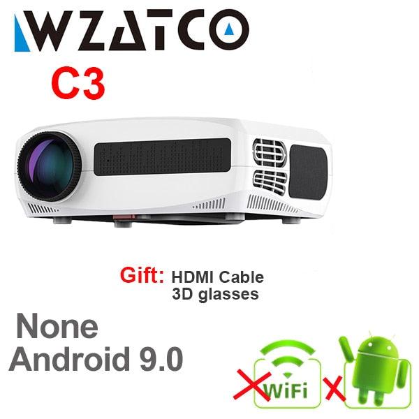 WZATCO C3 4D Keystone LED Projector 4K Android 10.0 WIFI 1920*1080P Proyector Home Theater 3D Media Video player Game Beamer - YOURISHOP.COM