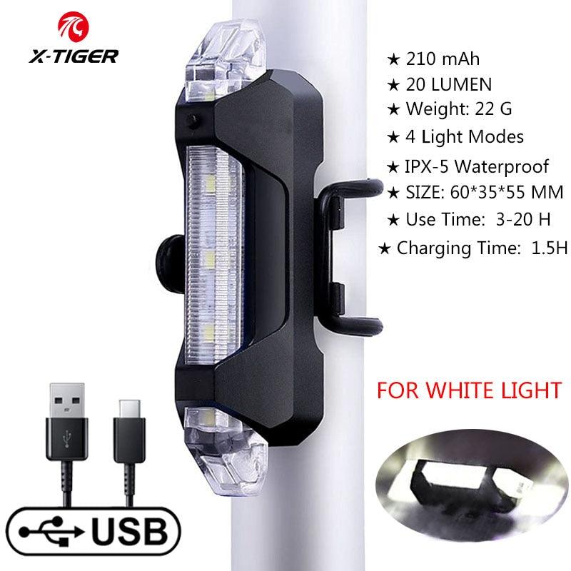 X-TIGER Bike Light USB Rechargeable 300 Lumens Bicycle Light LED Front Headlight Rear Taillight Cycling Flashlight Warning Light - YOURISHOP.COM