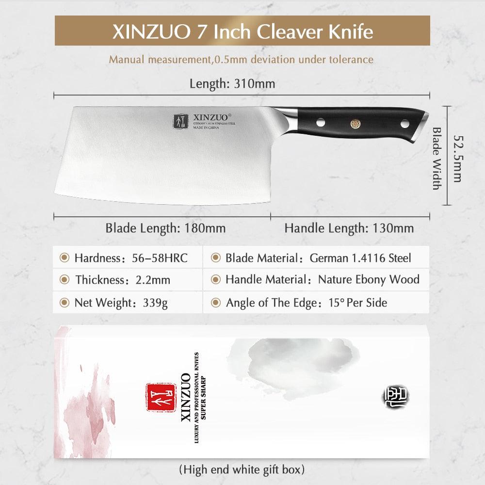 XINZUO 7'' Inch Cleaver Meat Knife German 1.4116 Stainless Steel with Ebony Handle Kitchen Chef Knives Brand Cooking Tools - YOURISHOP.COM