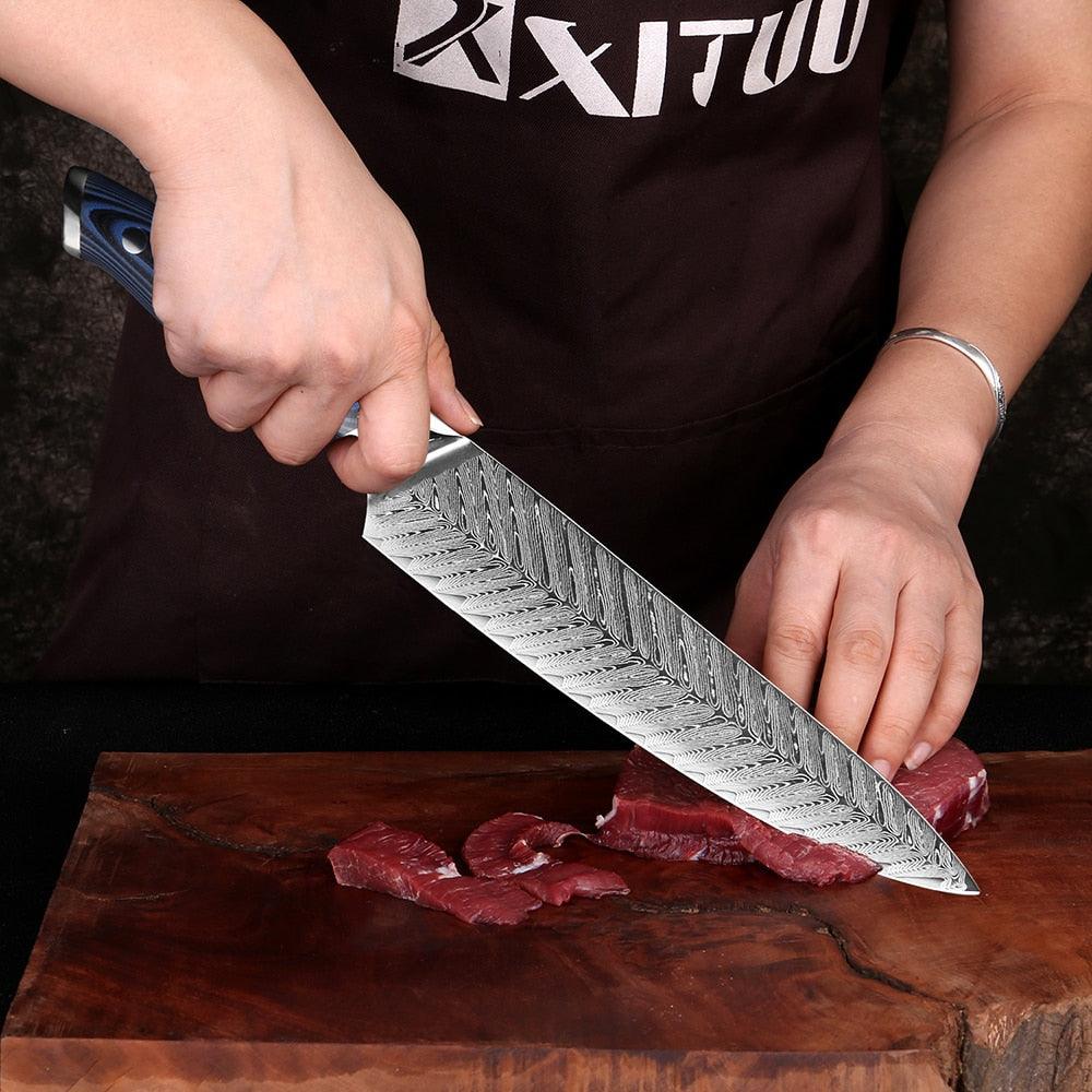 XITUO High Quality 8&quot;inch Damascus Chef Knife AUS10 Stainless Steel Kitchen Knife Japanese Santoku Cleaver Meat Slicing Knife - YOURISHOP.COM