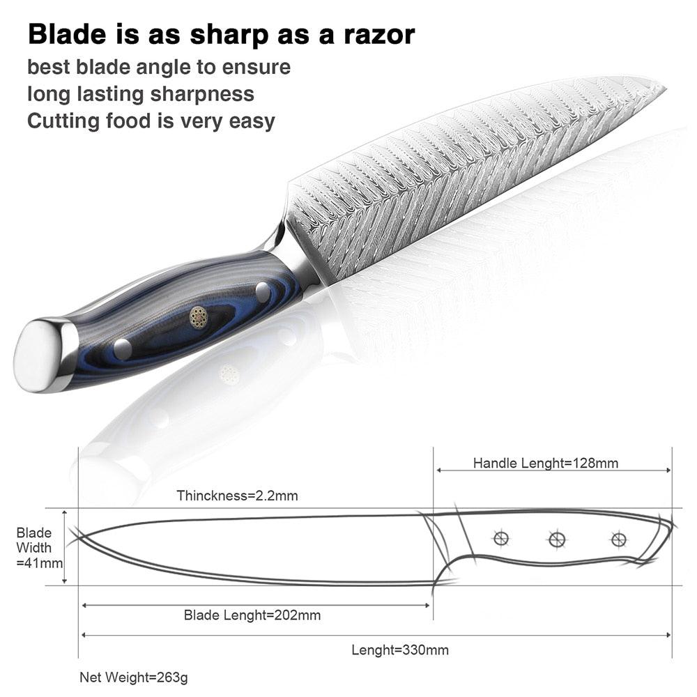 XITUO High Quality 8&quot;inch Damascus Chef Knife AUS10 Stainless Steel Kitchen Knife Japanese Santoku Cleaver Meat Slicing Knife - YOURISHOP.COM