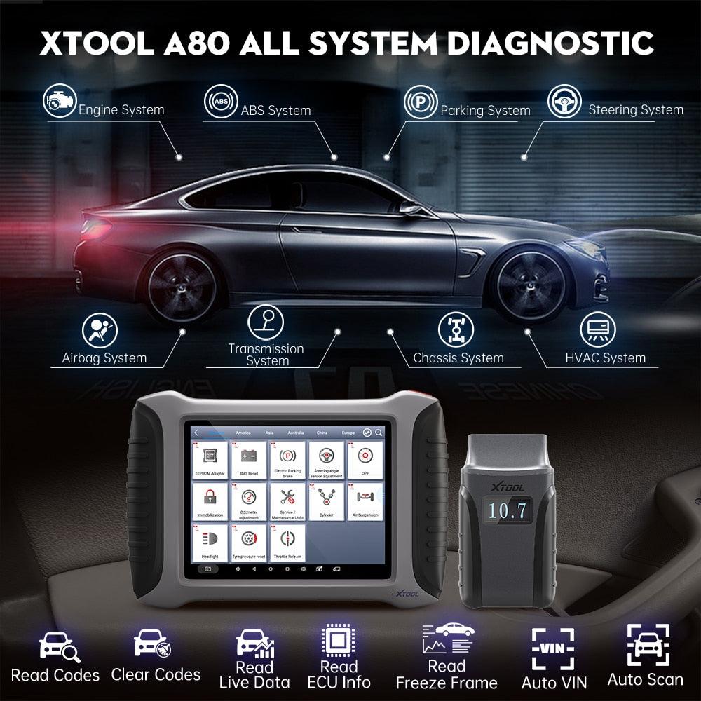 XTOOL A80 Automotive Full System Diagnosis Tool BT/WIFI Connection ECU Coding Active Test Scanner 31+Reset Functions Free Update - YOURISHOP.COM