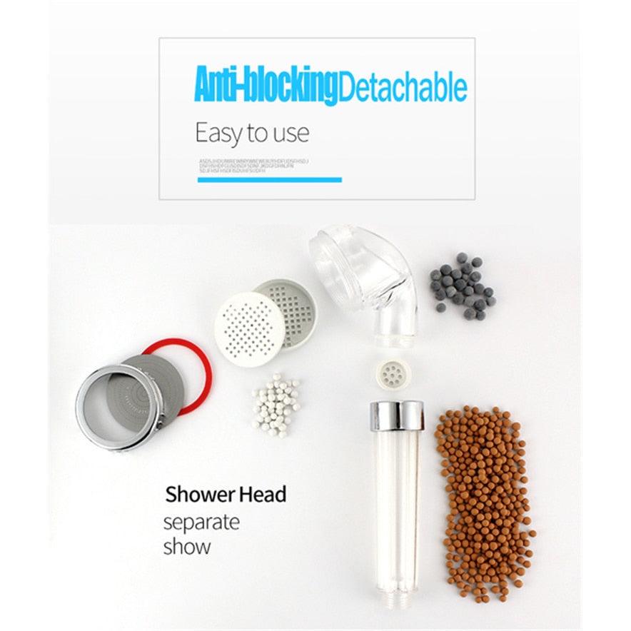Zhangji Bathroom SPA Shower Head With Anion Filter Ball High-Pressure Health Massage Shower Water Saving &amp; Filtering Impurities - YOURISHOP.COM
