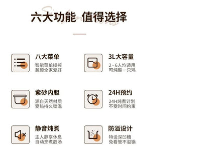 ZSD-7381: Zeno Slow Cooker, Purple Clay inner pot, 3L - YOURISHOP.COM