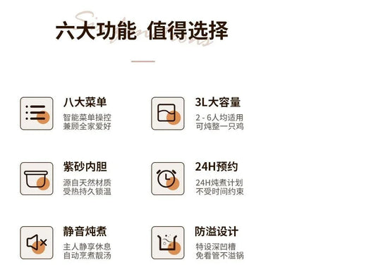 ZSD-7381: Zeno Slow Cooker, Purple Clay inner pot, 3L - YOURISHOP.COM